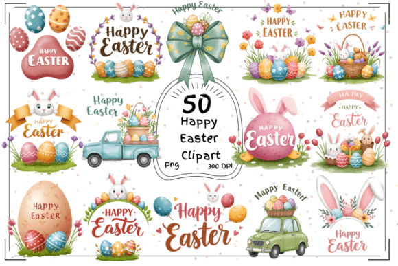 50 Happy Easter Clipart Bundle: Elevate Your Spring Crafts