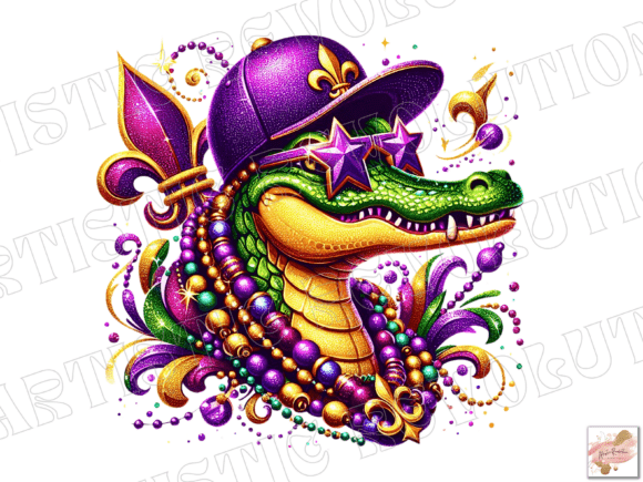 Celebrate New Orleans: Mardi Gras Alligator PNG & Mask