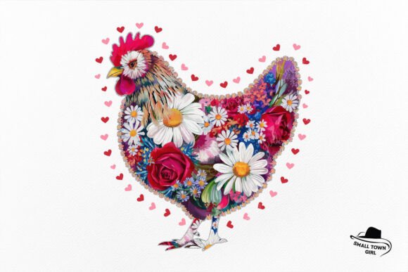 Floral Daisy Chicken Western Valentine: A Unique Design Asset