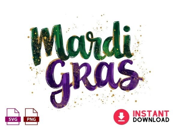 Glitter Brushstroke Mardi Gras PNG: Festive Design Assets