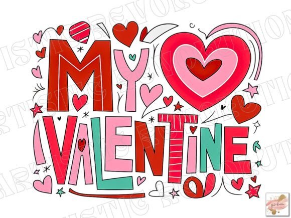 My Valentine Png Valentines Png Love Png: Retro Groovy Charm for Modern Design