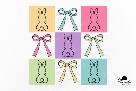 Retro Happy Easter Bunny Coquette Bow: A Charming Design Asset