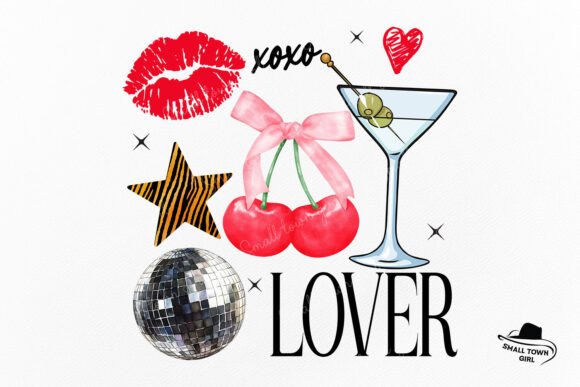 Retro Valentine Cherry XOXO Love Collage: A Sweet Design Asset