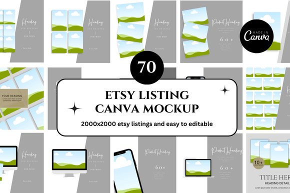 Transform Your Etsy Shop with 70 Canva Mockup Templates